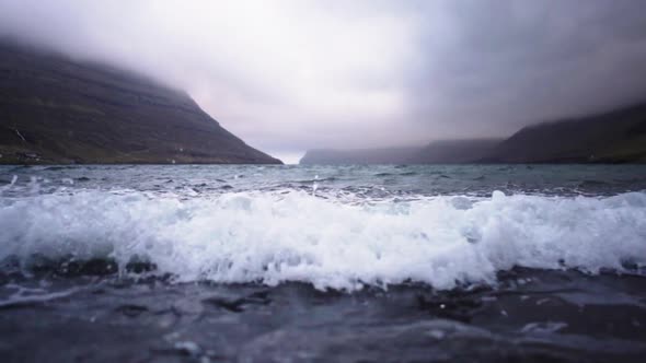 Waves Rushing To Camera In Fjord
