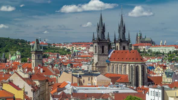 View From the Height Powder Tower in Prague Timelapse