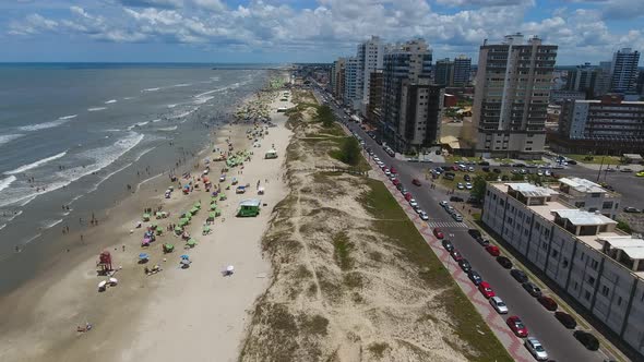 Aerial scene of a beach in the summer in south of Brazil.