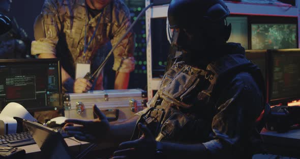 Soldier Working on a Laptop