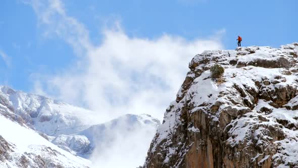 Mountain Peak Hiker Climbing Up