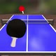 3D animation of table tennis game. Photorealistic racket hits ping pong ball across blue CGI table - VideoHive Item for Sale