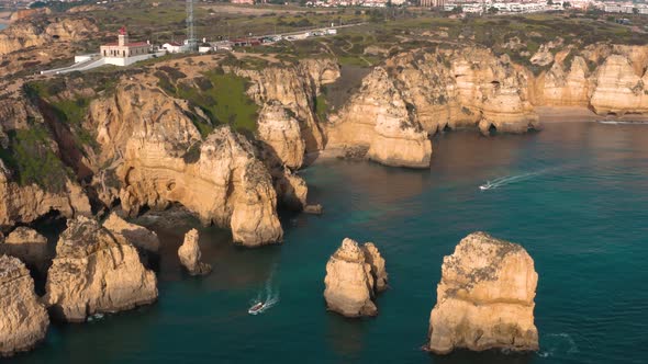 Aerial View of Ponta Da Piedade in Algarve in Portugal