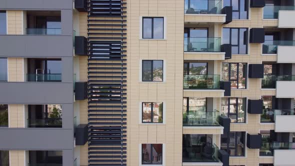 Facade of Modern Office or Residential Building Drone Video