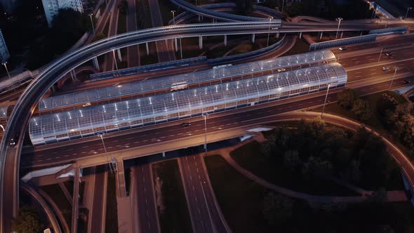 Aerial Elevated Multiple Roads Junction