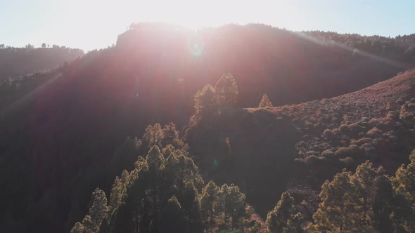 green mountains at sunset in Canary Island