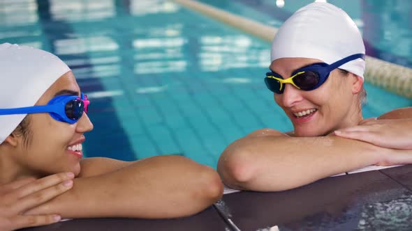 Swimmers training in a swimming pool