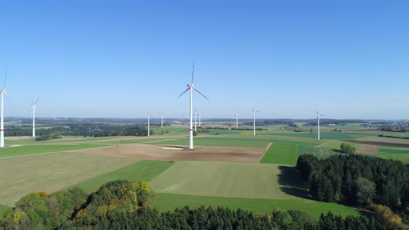 Aerial view of wind turbines, Swabian Alb, Germany
