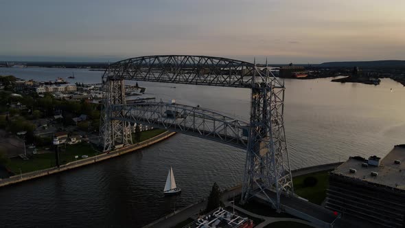 Canal park Duluth bridge in Minnesota