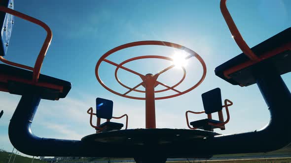 Revolving Children's Carousel with Nobody Riding It