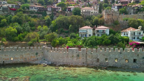 The Walls of the Historical Part of the City of Alanya on the Seashore