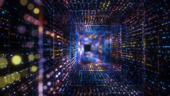 Motion Graphic Flying Into Digital Technologic Tunnel alt