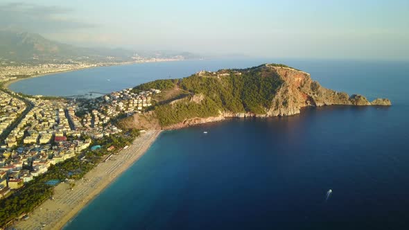 Mediterranean Sea Coast and Touristic Beach Alanya Peninsula, Antalya, Turkey