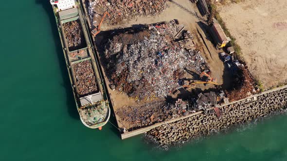 Drone fly over Recycling plant in Hong Kong