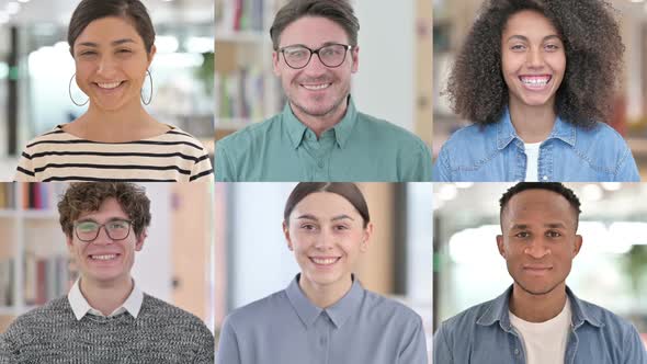 Collage of Multiple Race People Smiling Towards Camera