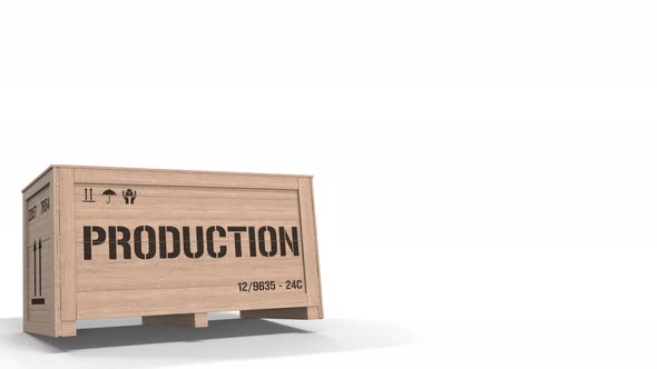 Wooden Crate with PRODUCTION Text