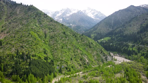 Aerial Medeo Dam in the Mountain in Almaty