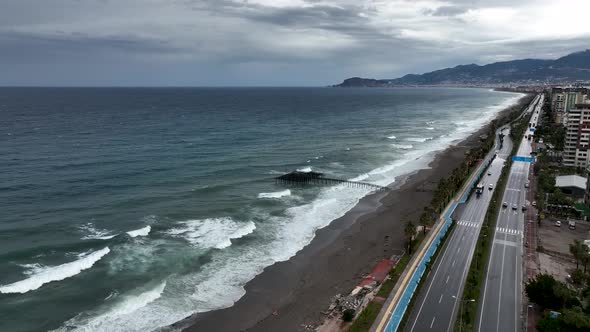 Storm at sea  Alanya Turkey 4 K