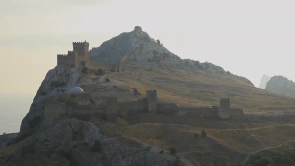 Panorama of Ancient Genoese Fortress in Sudak Town