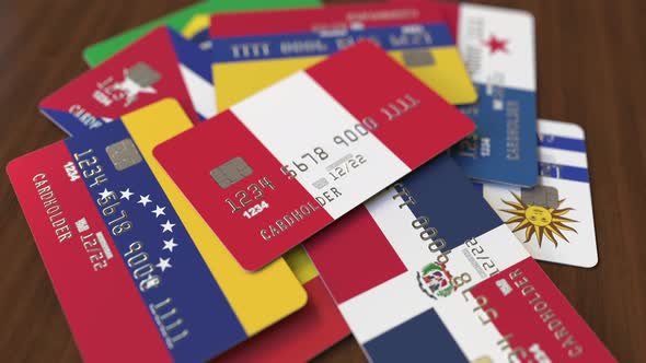 Emphasized Bank Card with Flag of Peru