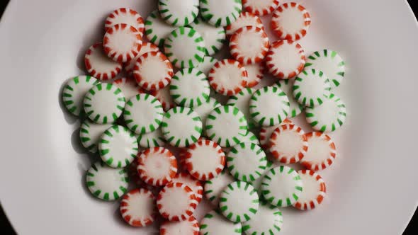 Rotating shot of spearmint hard candies - CANDY SPEARMINT 