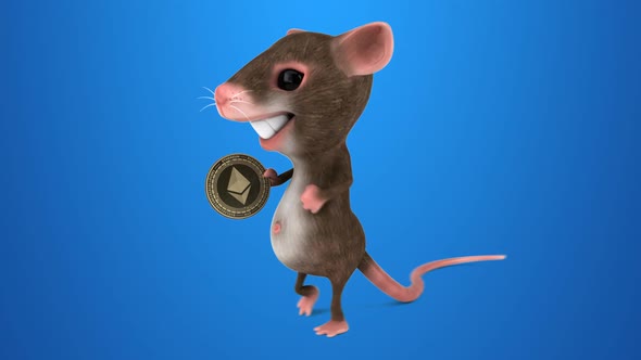 Fun 3D cartoon mouse with cryptocurrency