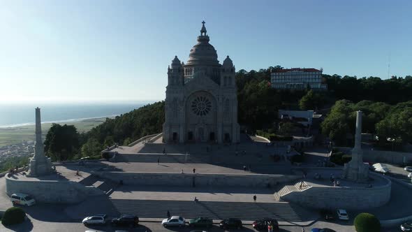 Santa Luzia Church Sanctuary. Aerial View in Viana do Castelo, Portugal