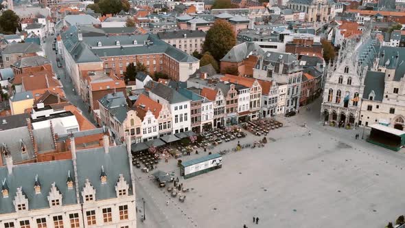 The Grote Markt, Mechelen, Belgium. Central square in the historic centre. Aerial view