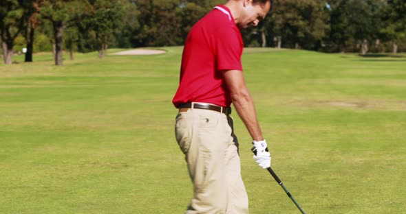 Golfer playing golf