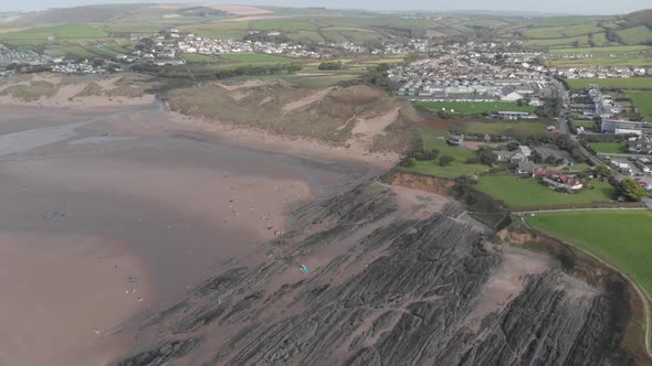 Aerial View Croyde Beach And Village North Devon D Log