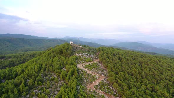 Mysterious Trail in the Forest Filmed on a Drone