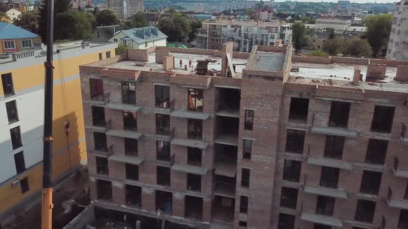 Aerial View of Construction of a Multistorey Apartment Building