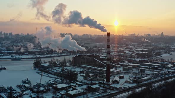 Factory Zone Industrial Ecology Toxic Pipe Winter Smog