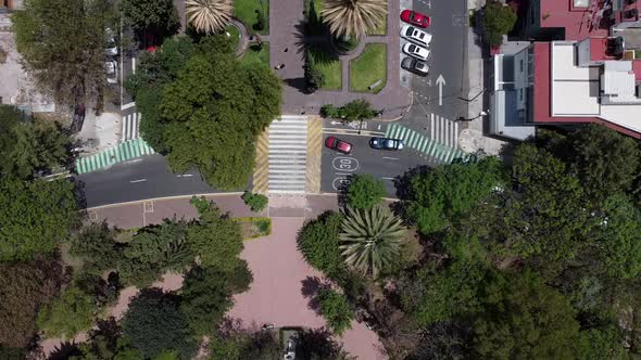 The aerial view of the vehicular intersection in Polanco fifth section in Mexico city
