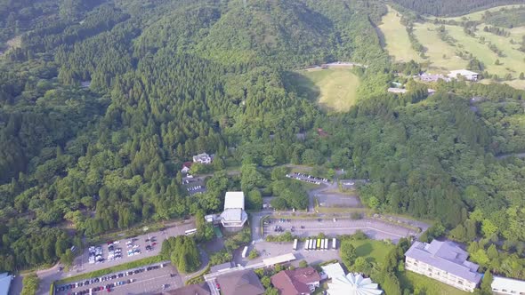 Overview hakone shrine aerial tilt