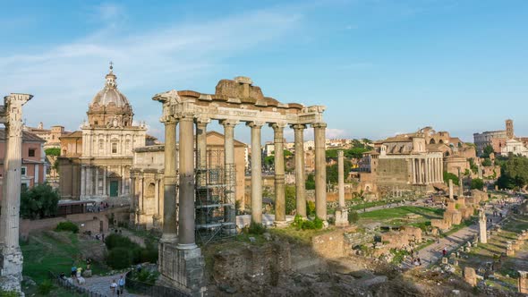 Time Lapse of Roman Forum in Rome  Italy