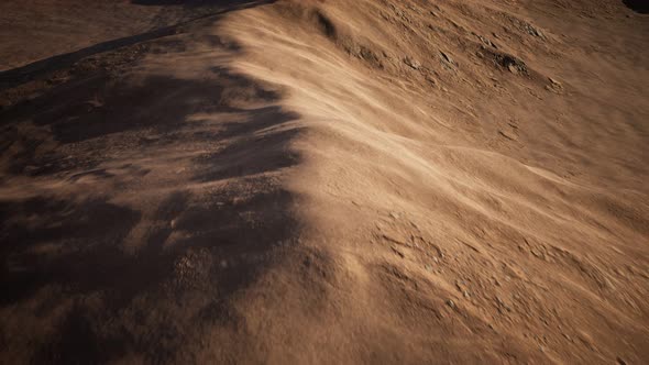 Aerial View of Red Desert with Sand Dune