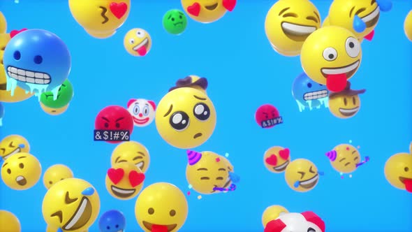 Flying 3 D Emojies Loop Backdrop