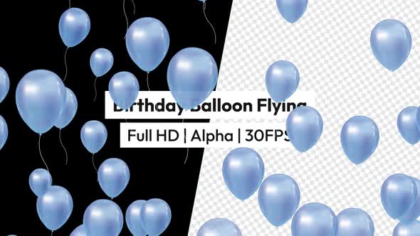 Blue Birthday Balloons Flying with Alpha alt