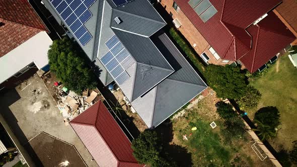 Solar panels on energy-efficient house.