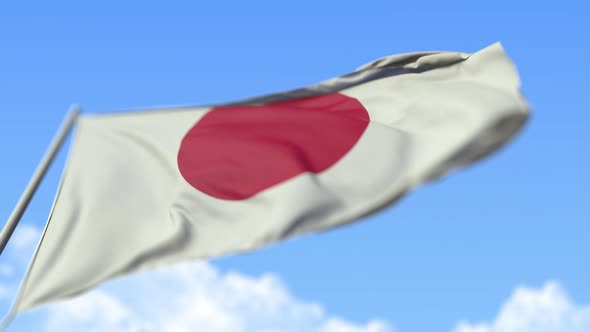Flying National Flag of Japan