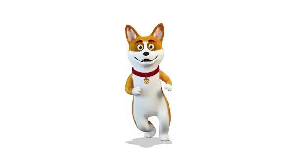 Dancing Cartoon Dog on White Background