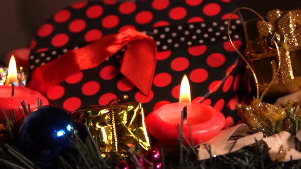 Christmas Decoration On Candle Lights 