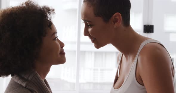 Lesbian couple kissing each other 