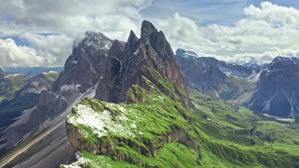 Seceda in South Tyrol, Dolomites from above, Italy