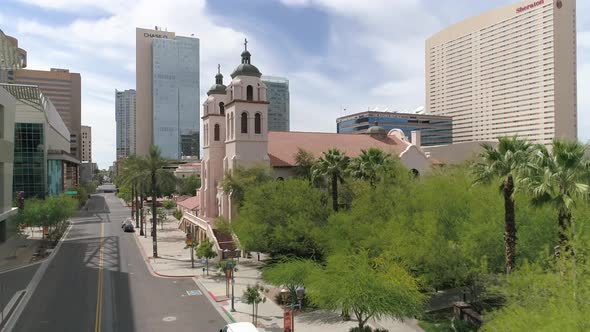 Aerial of St. Mary's Basilica and other buildings