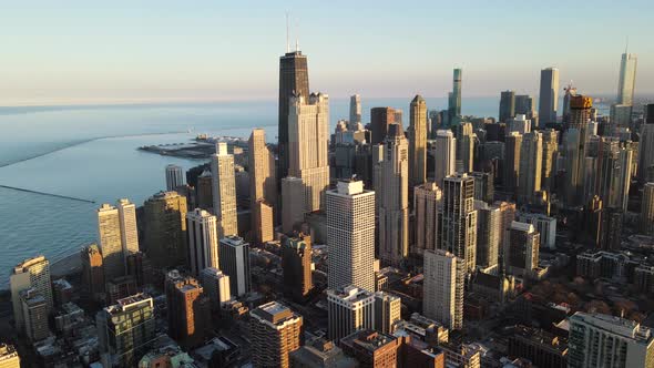 Chicago Cityscape at Sunset  Aerial View