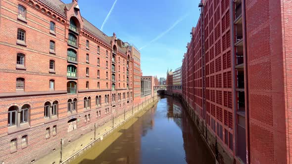 Famous Warehouse District in the City of Hamburg Germany