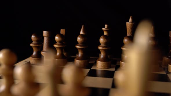 Closeup of Chess on a Black Background