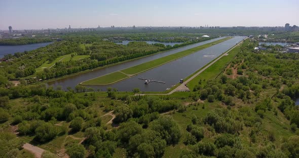 Grebnoy canal. Moscow, Russia. Aerial